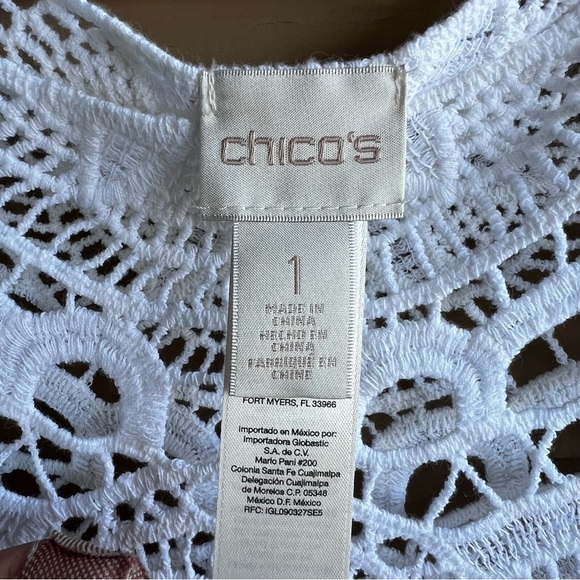 Chico's White Crochet Top - Size Medium - Summer Lightweight Boho - Picture 3 of 5
